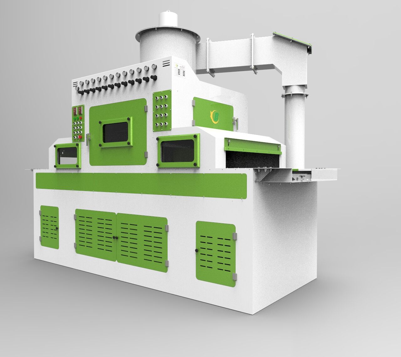 TB-NC400-8A輸送式自動(dòng)噴砂機(jī)-主機(jī)尺寸（mm）：3560×1280×3150噴砂進(jìn)口尺寸（mm）：400×150主機(jī)質(zhì)量：1050kg電源：380V，50Hz總功率：···